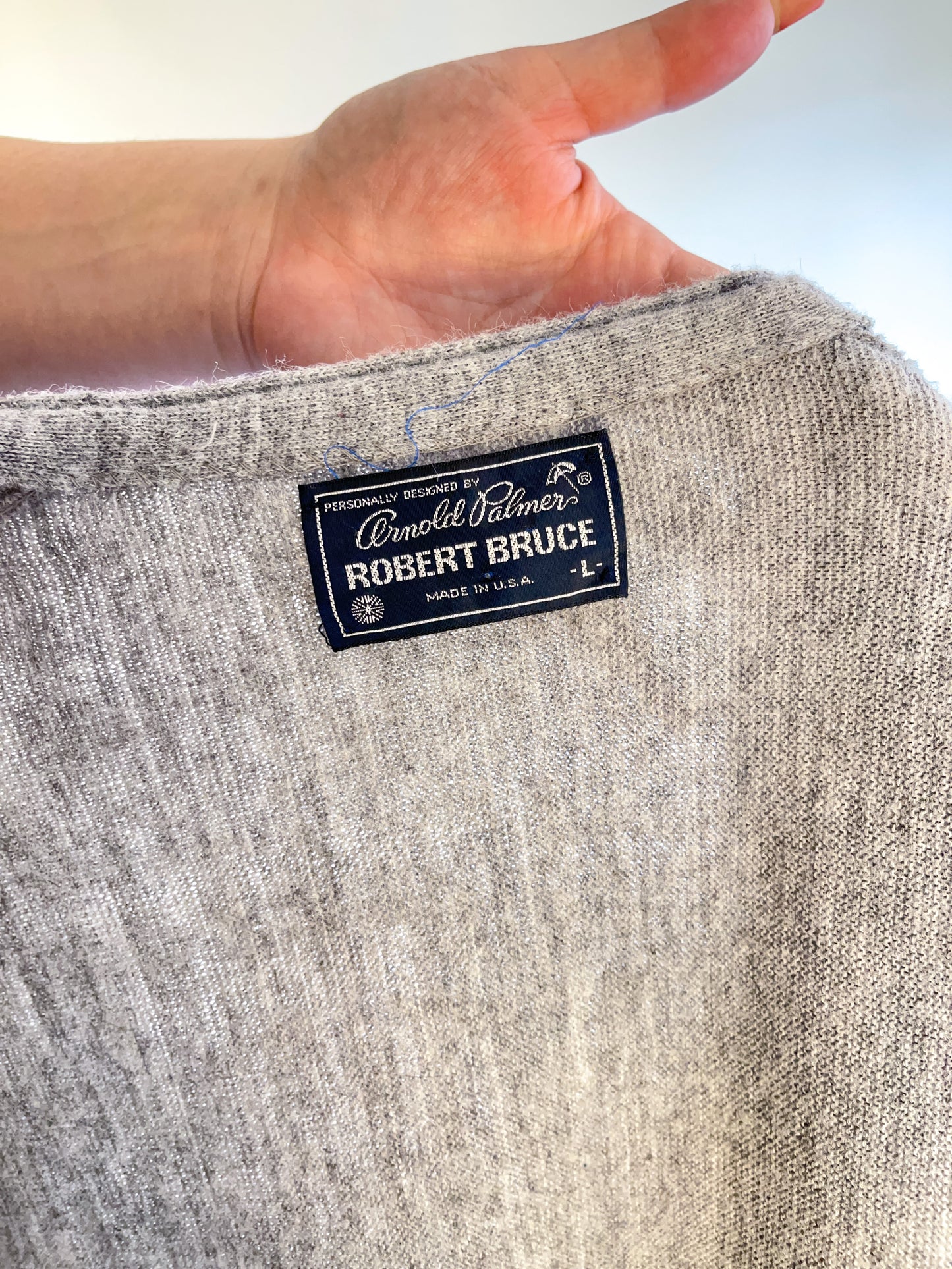 70s Gray Acrylic Cardigan (L)