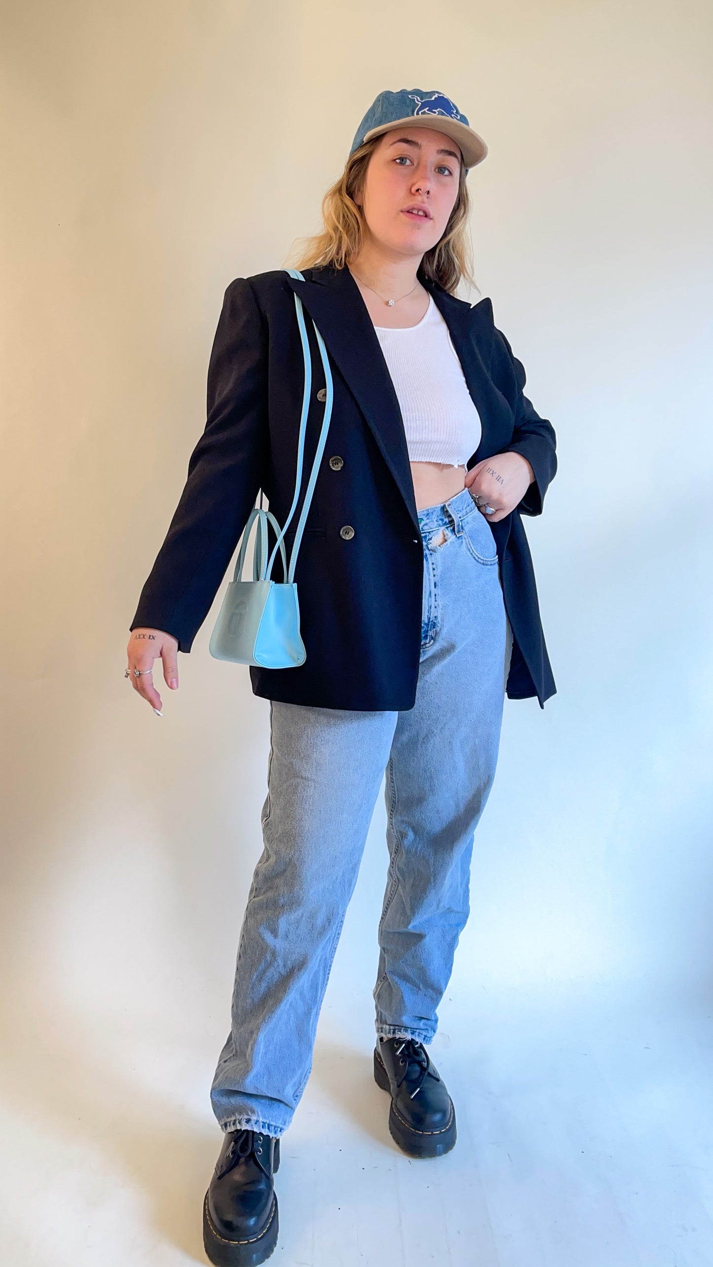 90s Black Double Breasted Blazer (L/XL)