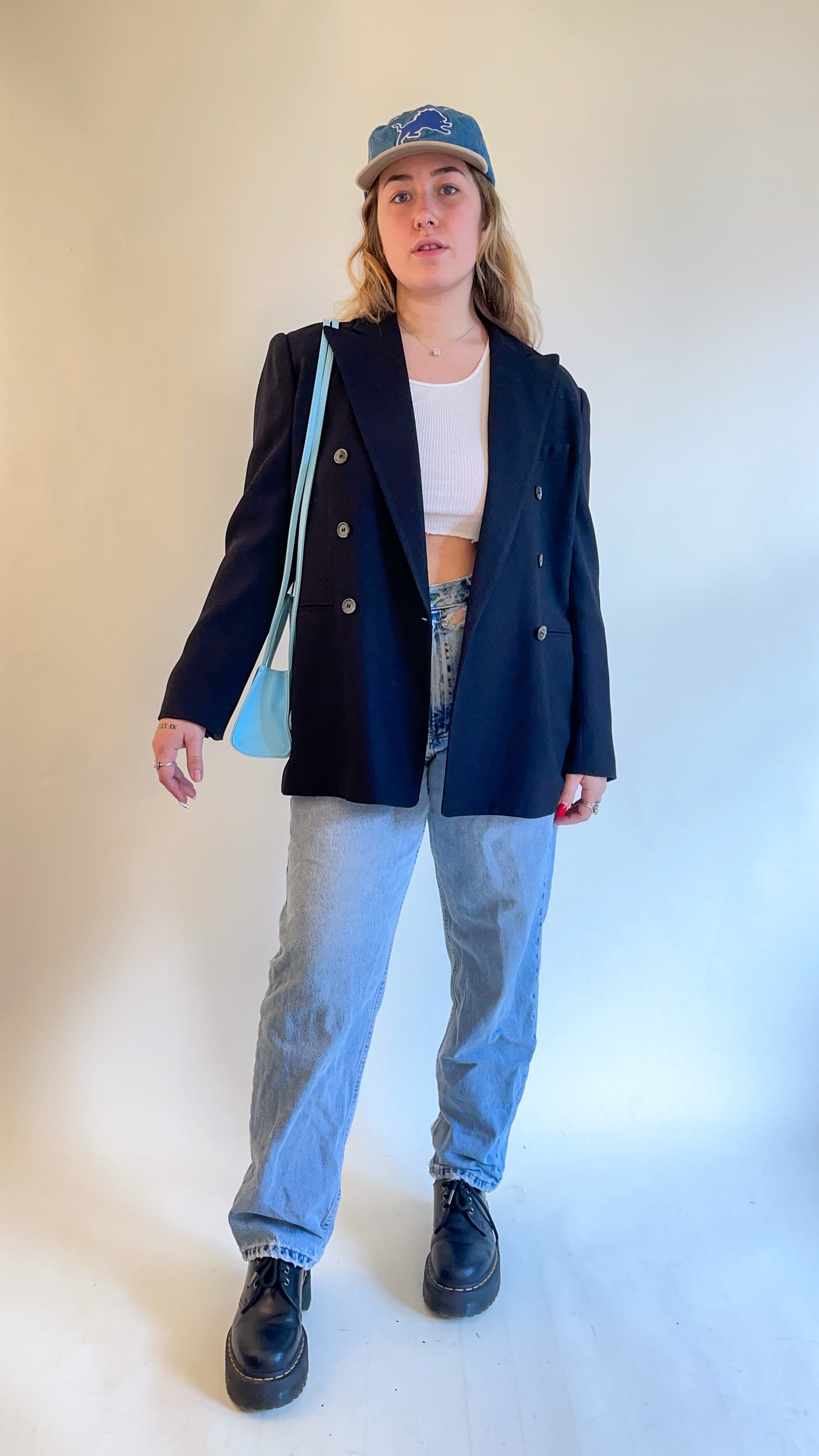 90s Black Double Breasted Blazer (L/XL)