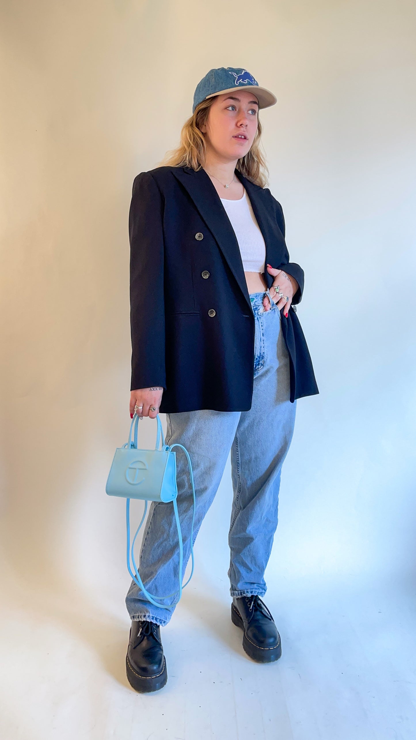 90s Black Double Breasted Blazer (L/XL)