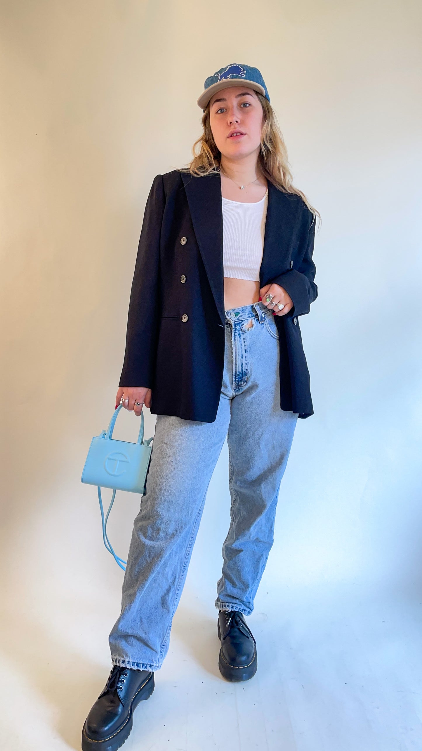 90s Black Double Breasted Blazer (L/XL)