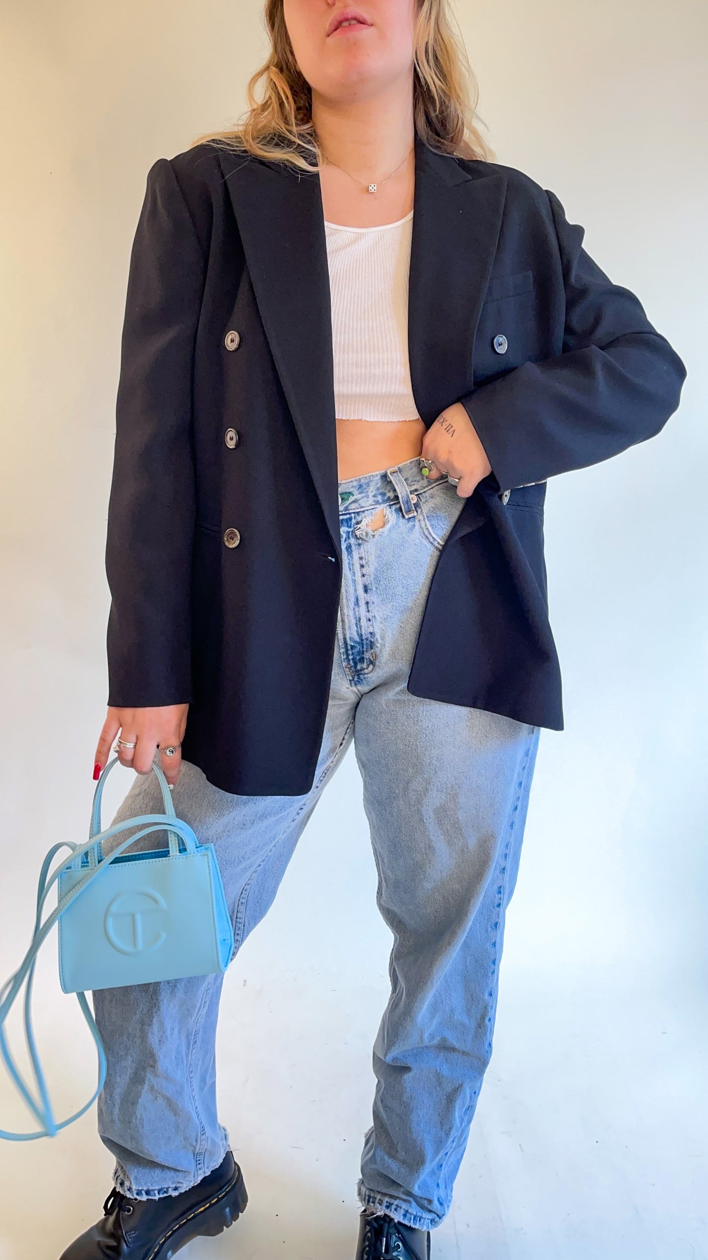 90s Black Double Breasted Blazer (L/XL)