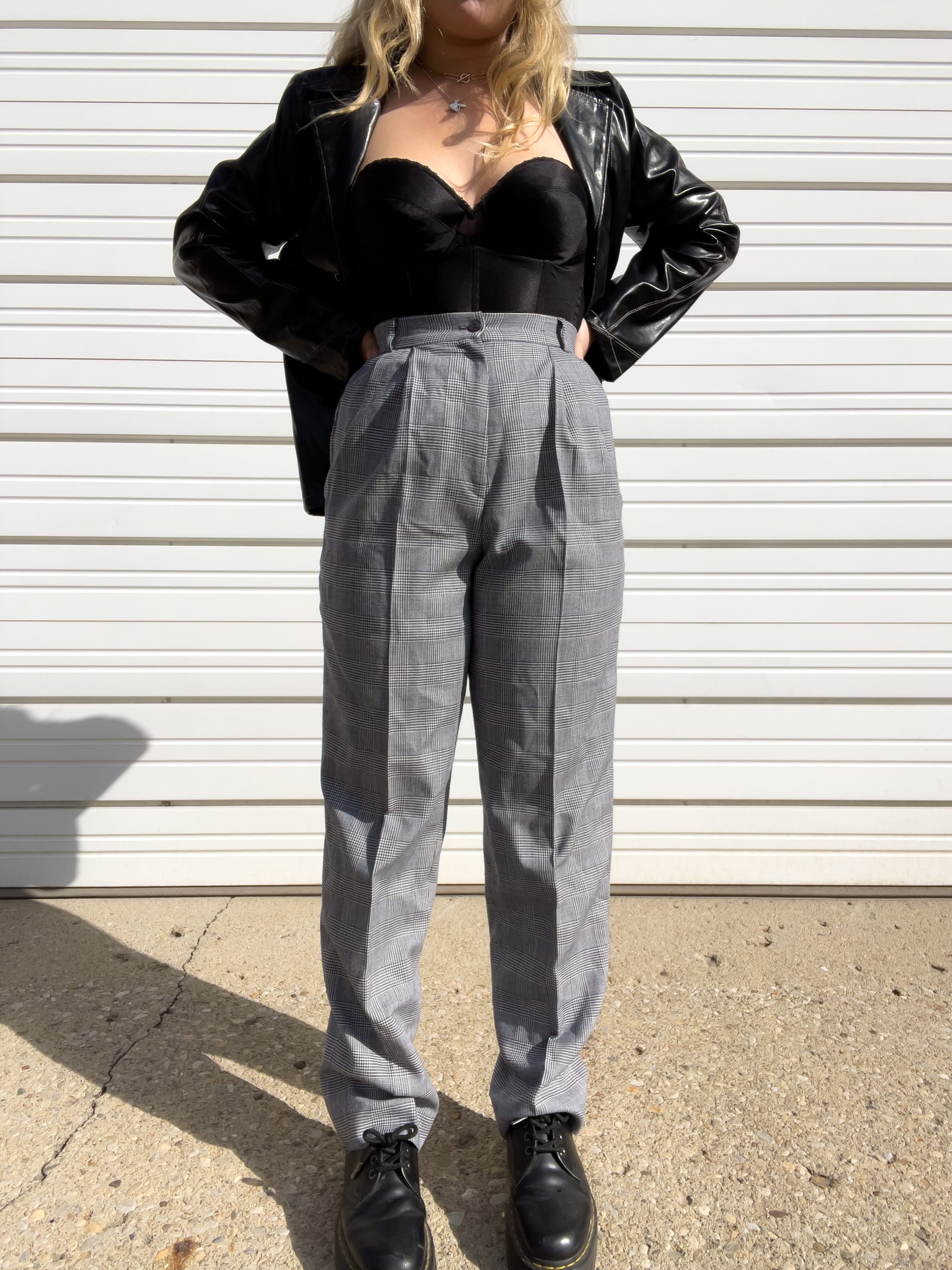 90s Plaid Wool High Waisted Trousers (W28")