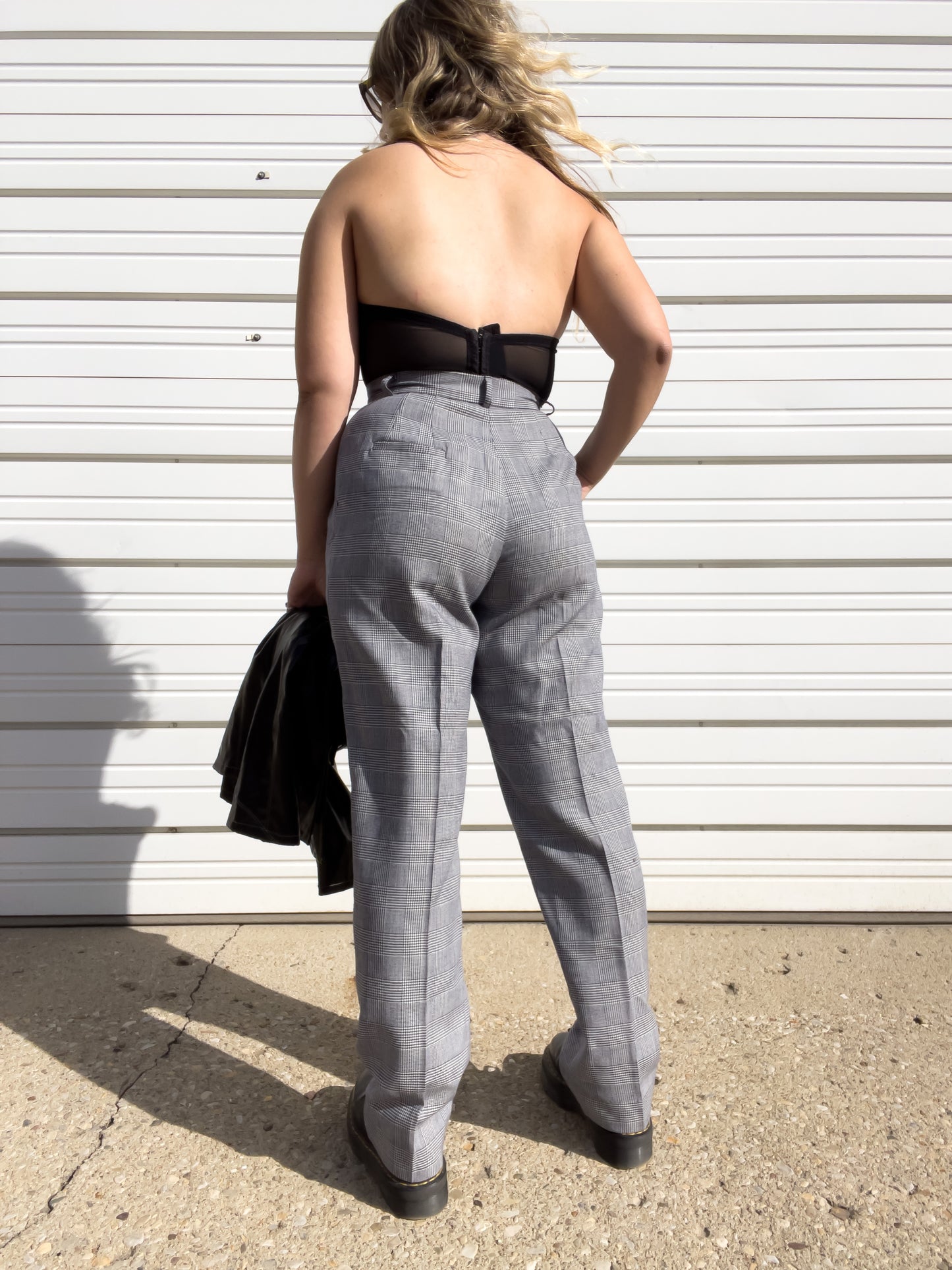 90s Plaid Wool High Waisted Trousers (W28")