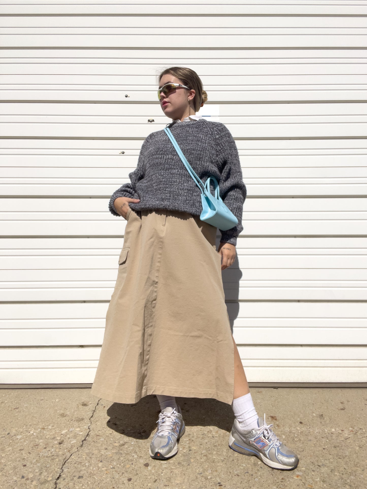 90s Khaki Cargo Maxi Skirt (L/XL)