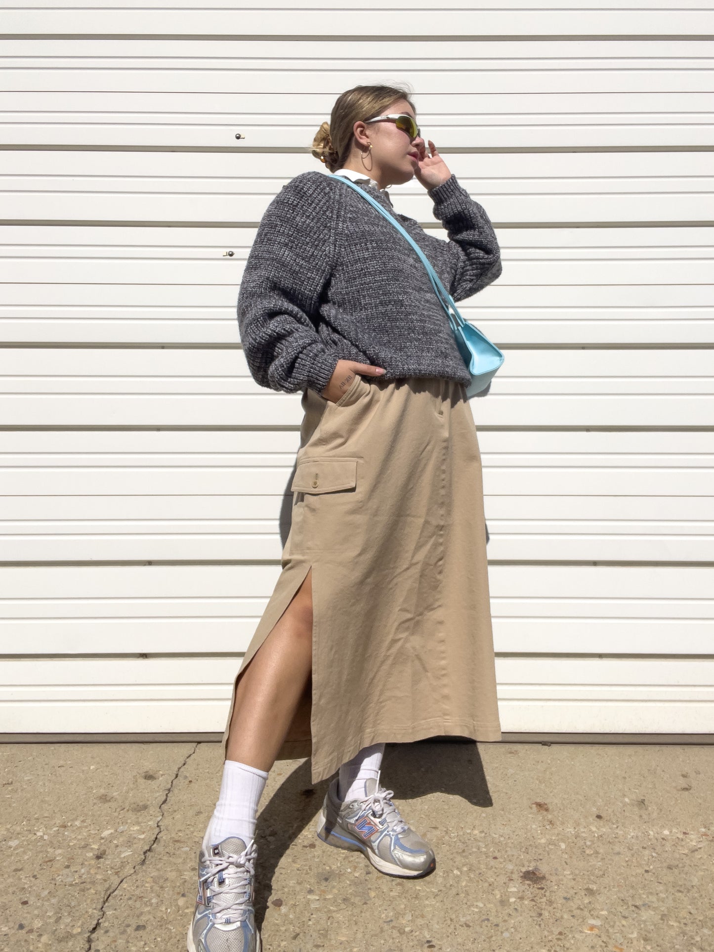90s Khaki Cargo Maxi Skirt (L/XL)