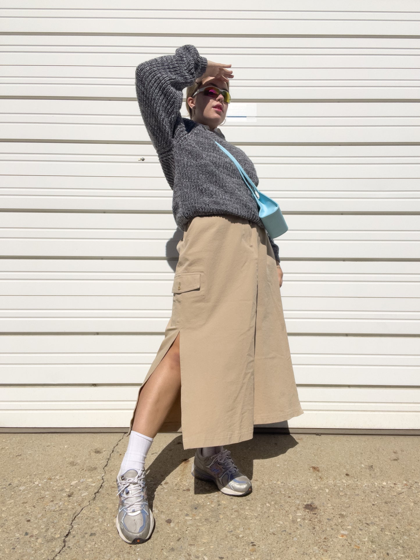 90s Khaki Cargo Maxi Skirt (L/XL)