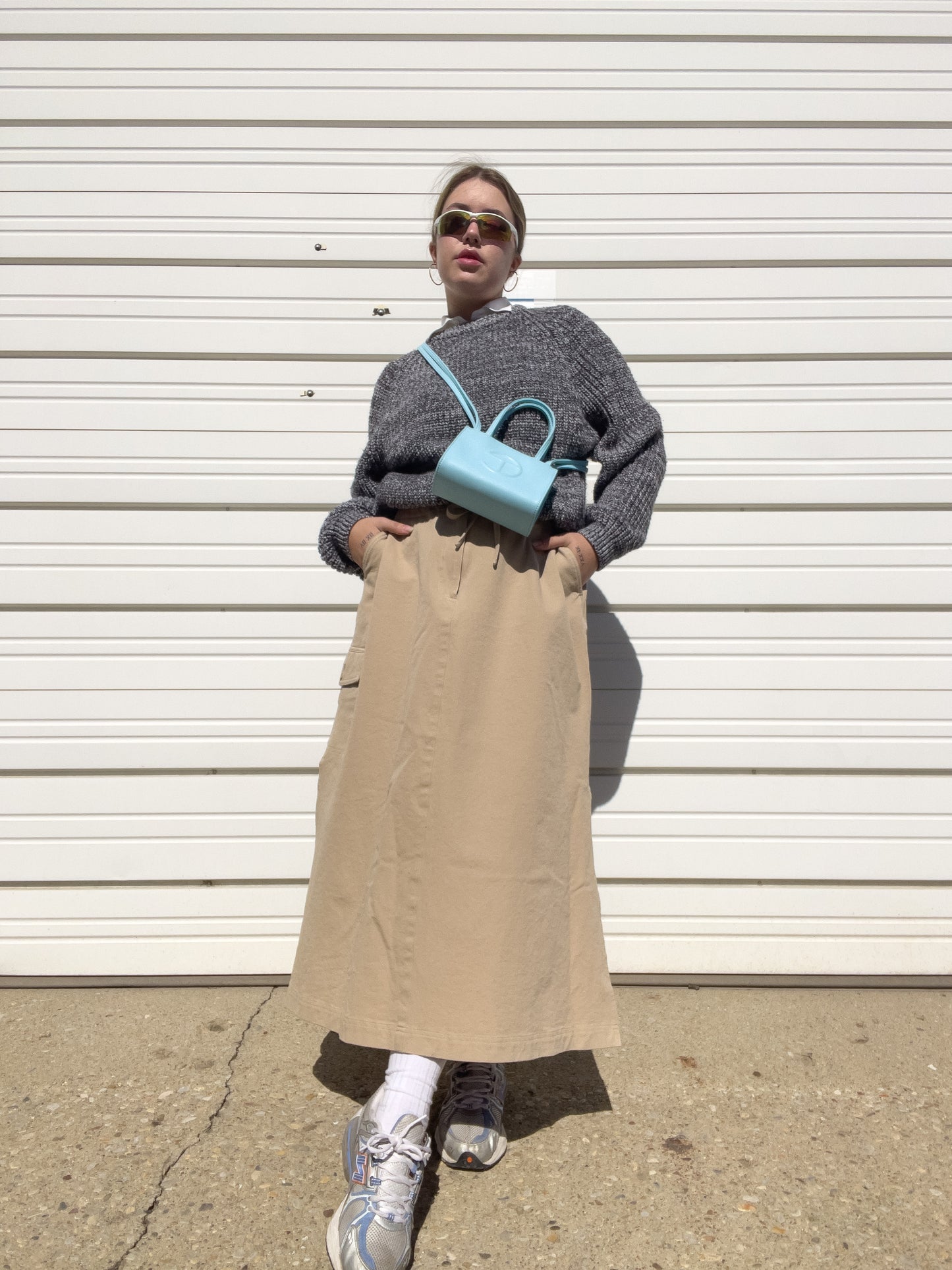 90s Khaki Cargo Maxi Skirt (L/XL)