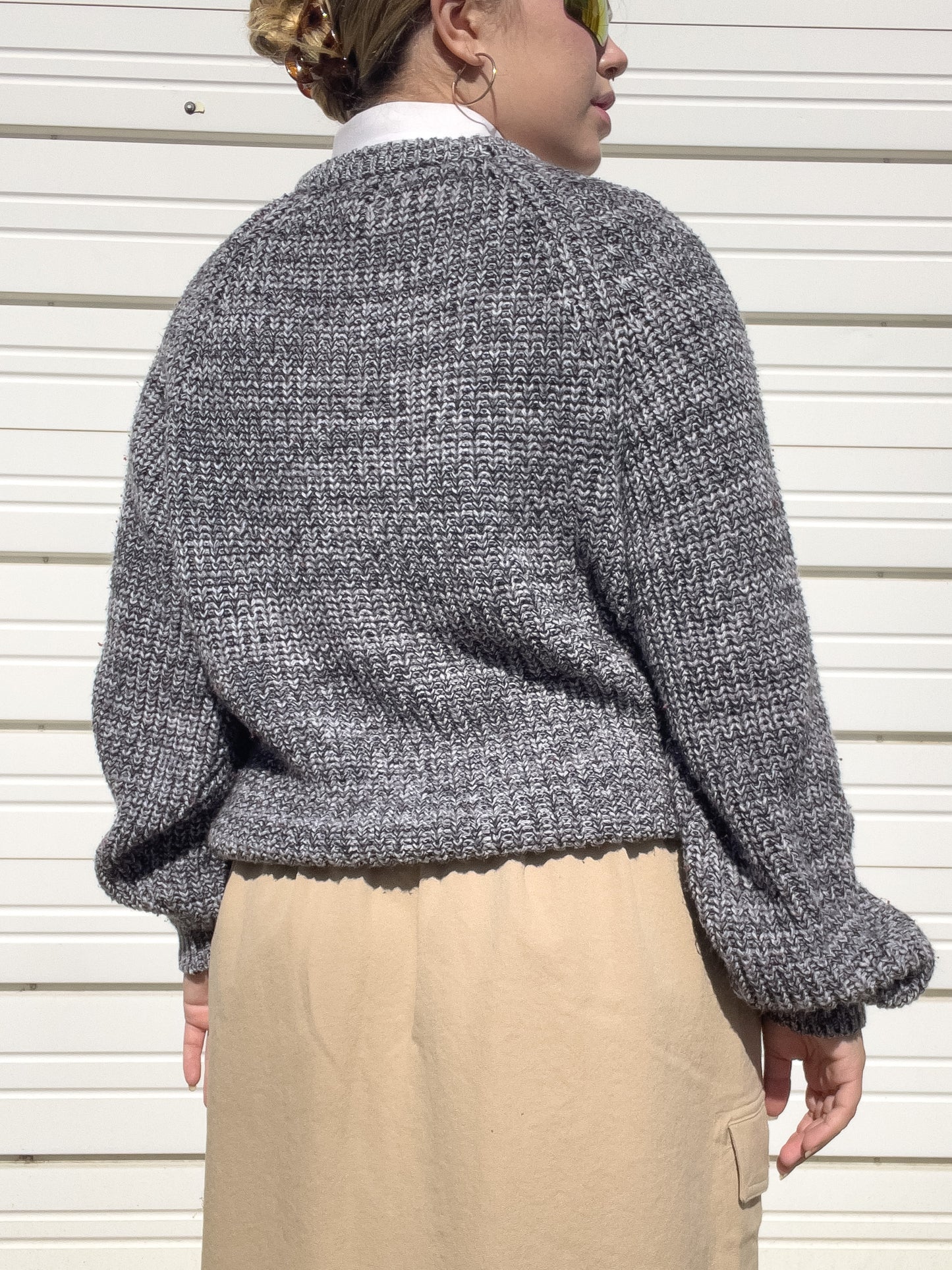 90s Gray Chunky Knit Sweater (XL)