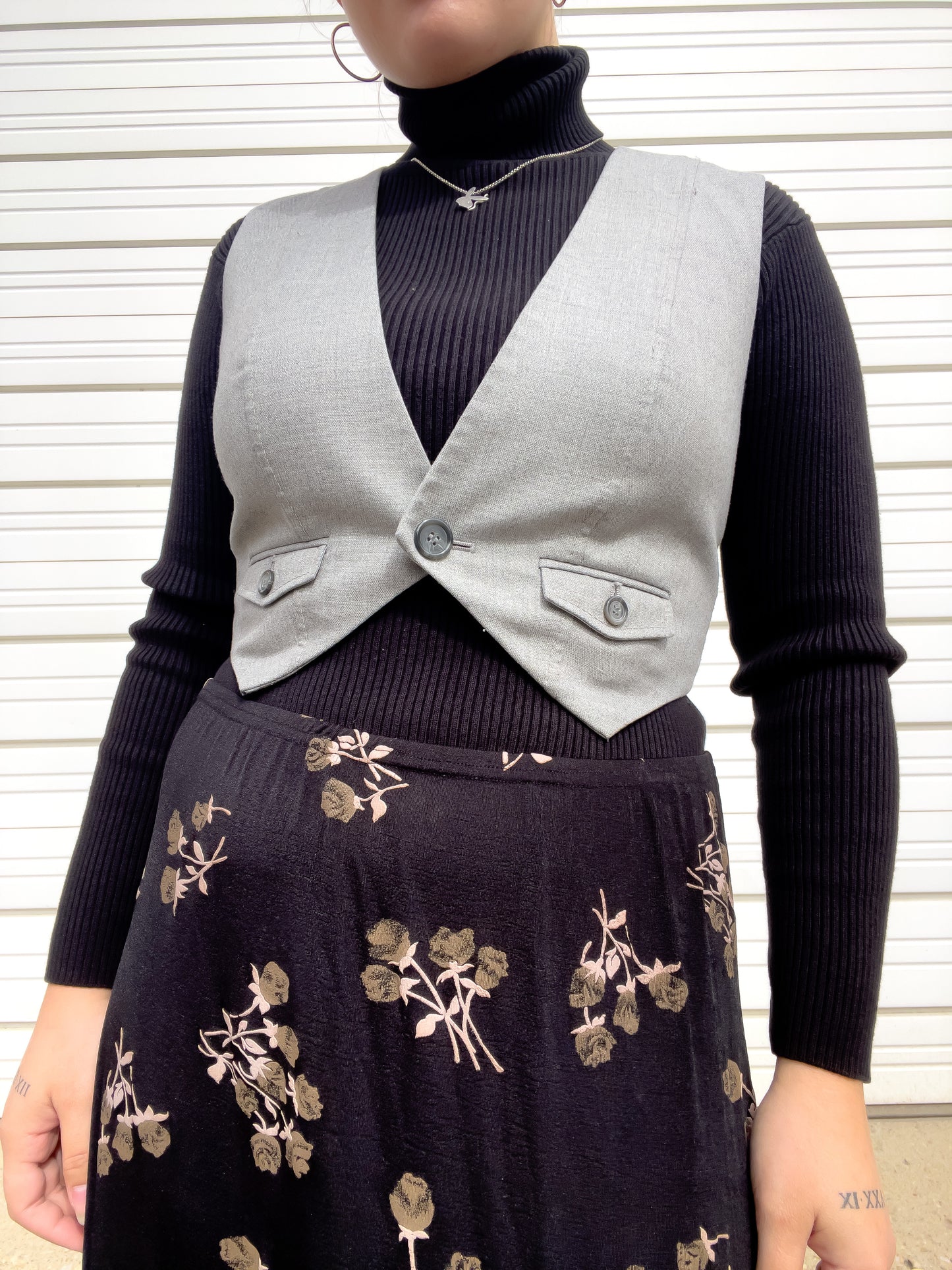 00s Gray Cropped Waistcoat Vest (S/M)