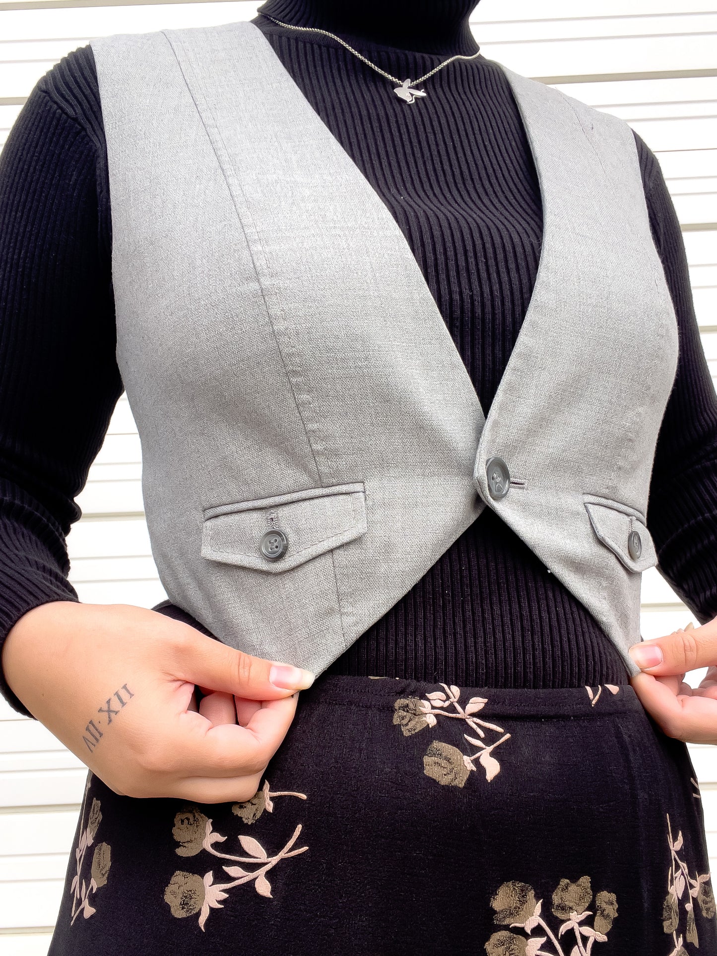 00s Gray Cropped Waistcoat Vest (S/M)