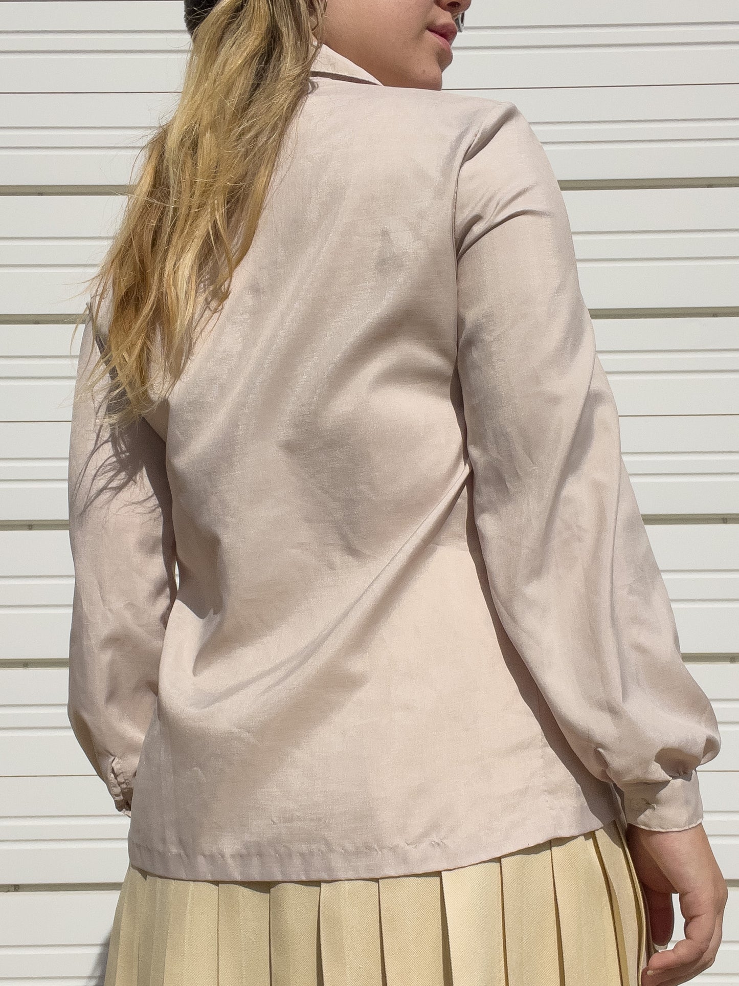 70s Off White Puff Sleeve Button Up (S/M)