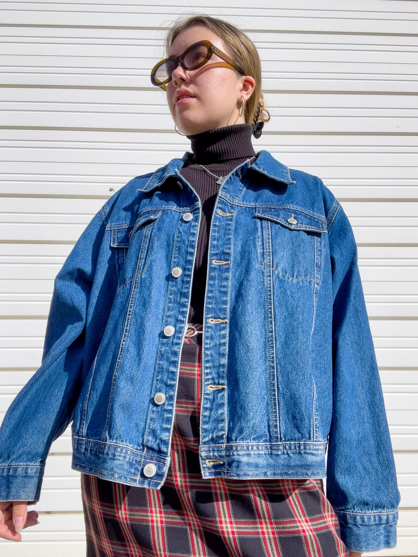 90s Dark Wash Classic Denim Jacket (XL)