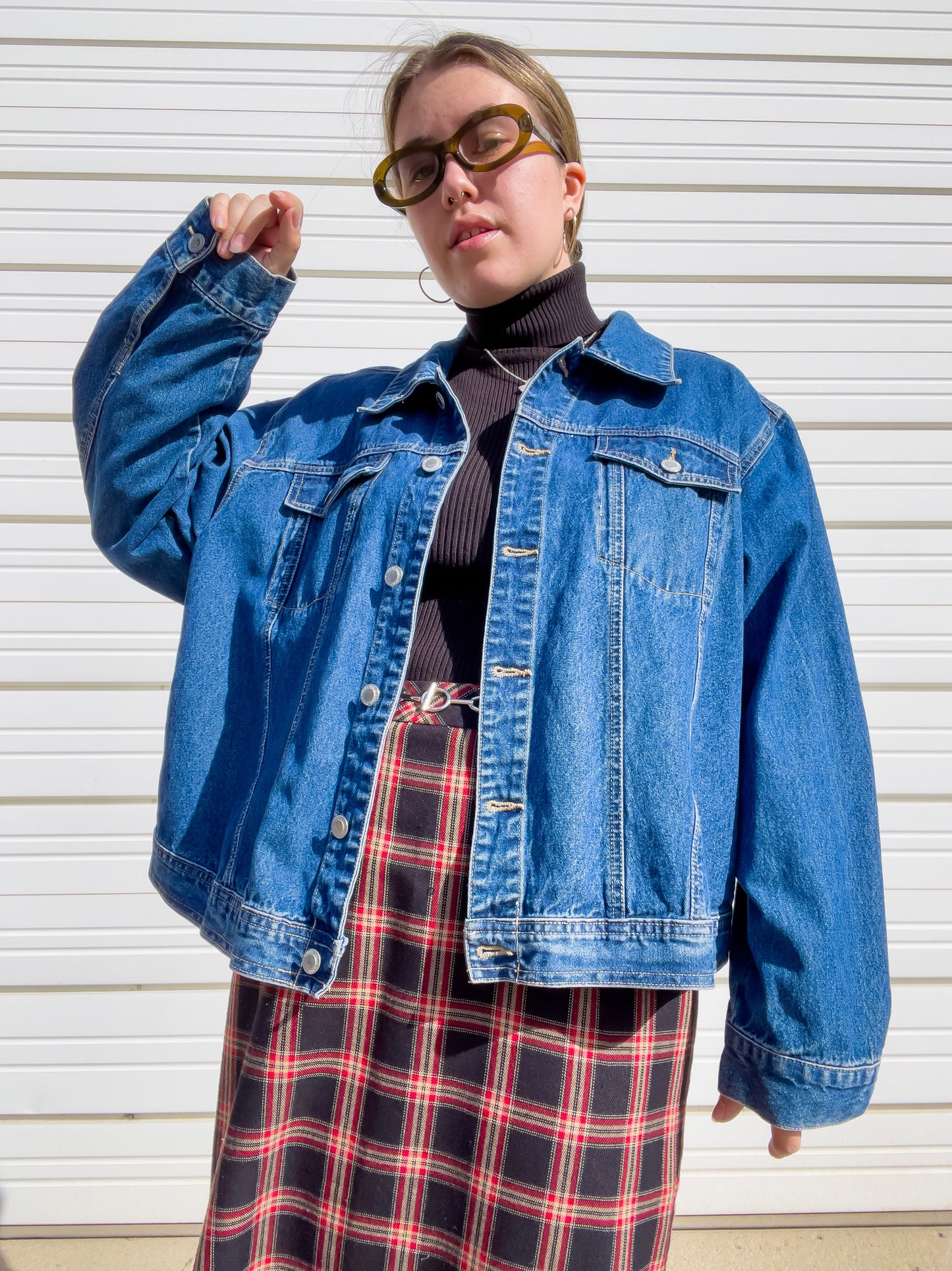 90s Dark Wash Classic Denim Jacket (XL)
