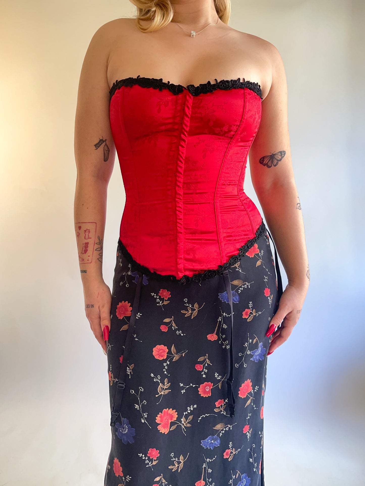 90s Red & Black Frederick's of Hollywood Corset (S/M)