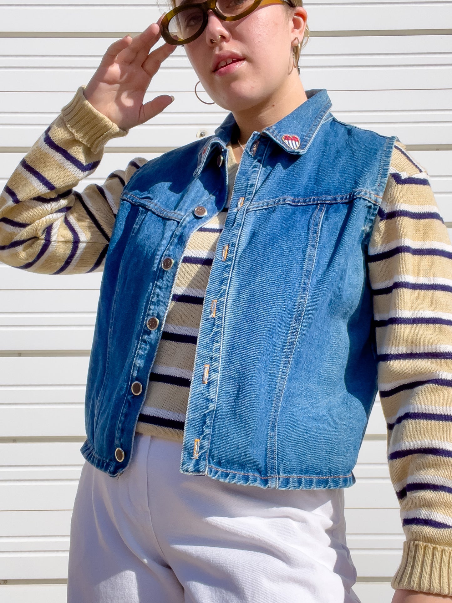 90s Medium Wash Denim Vest (L)