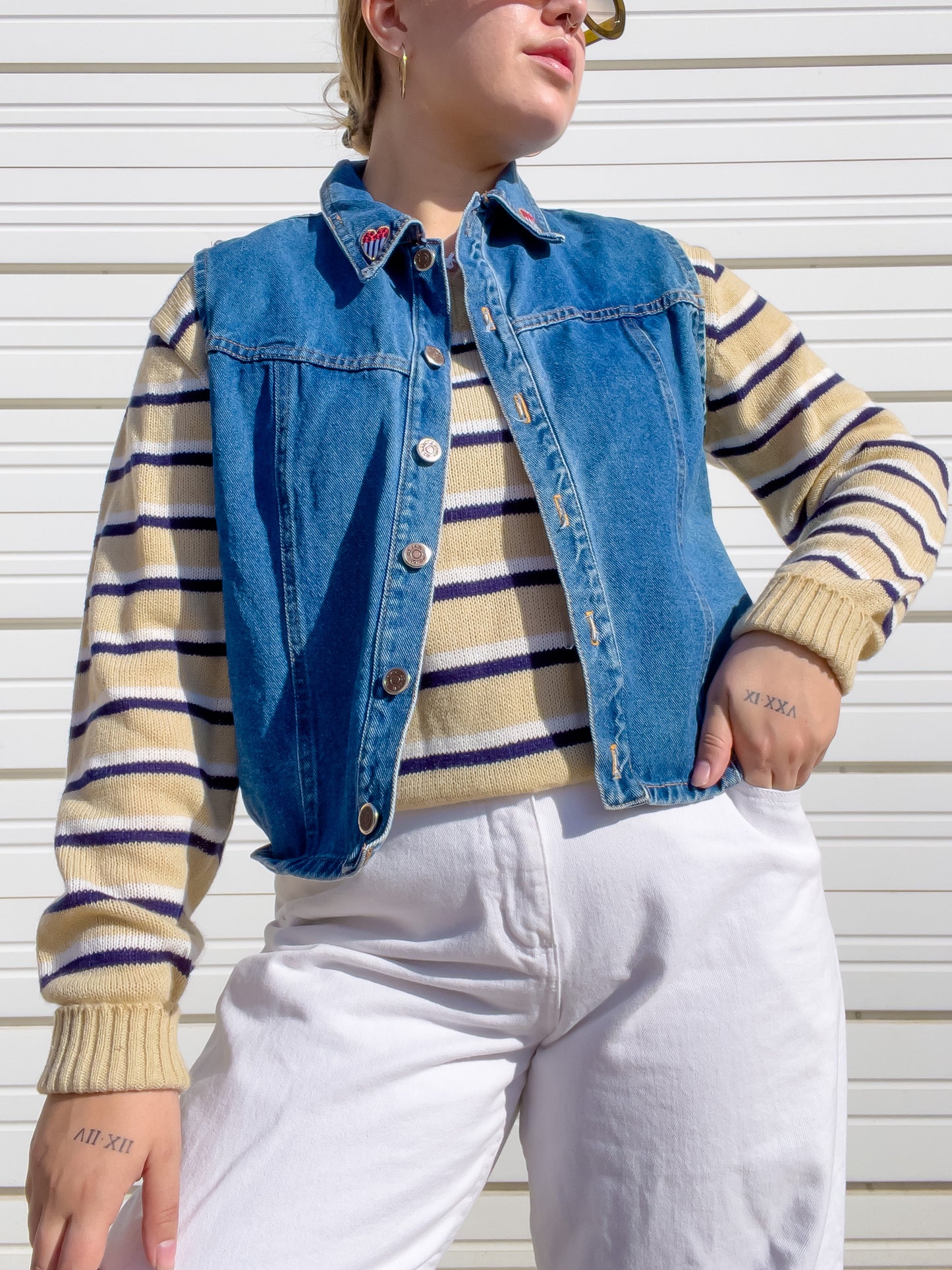 90s Medium Wash Denim Vest (L)