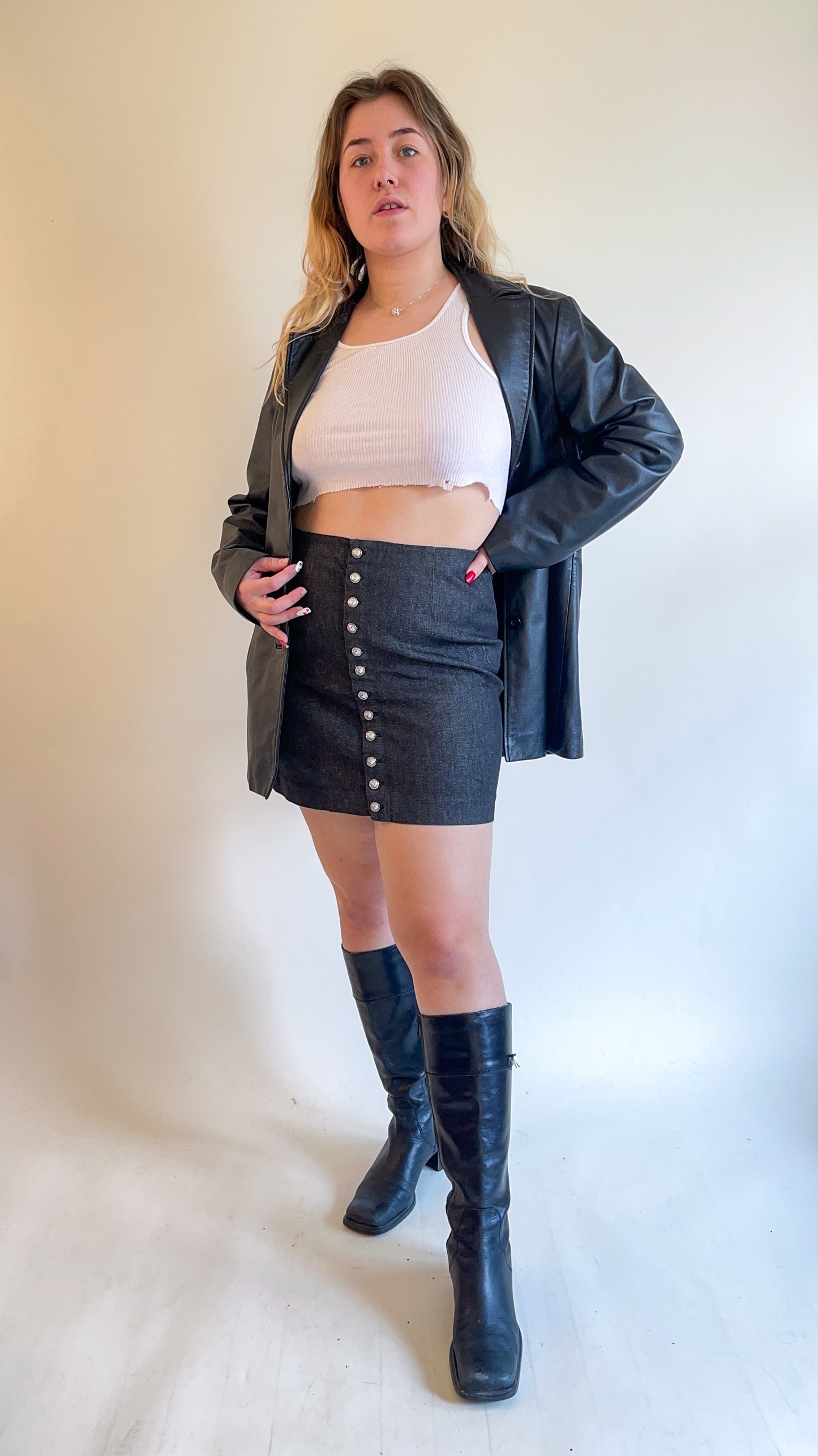 90s Deadstock Versace Versus Button Up Mini Skirt