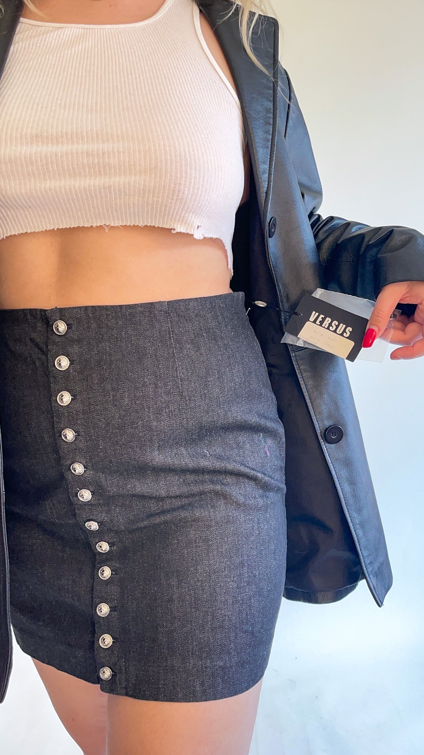 90s Deadstock Versace Versus Button Up Mini Skirt