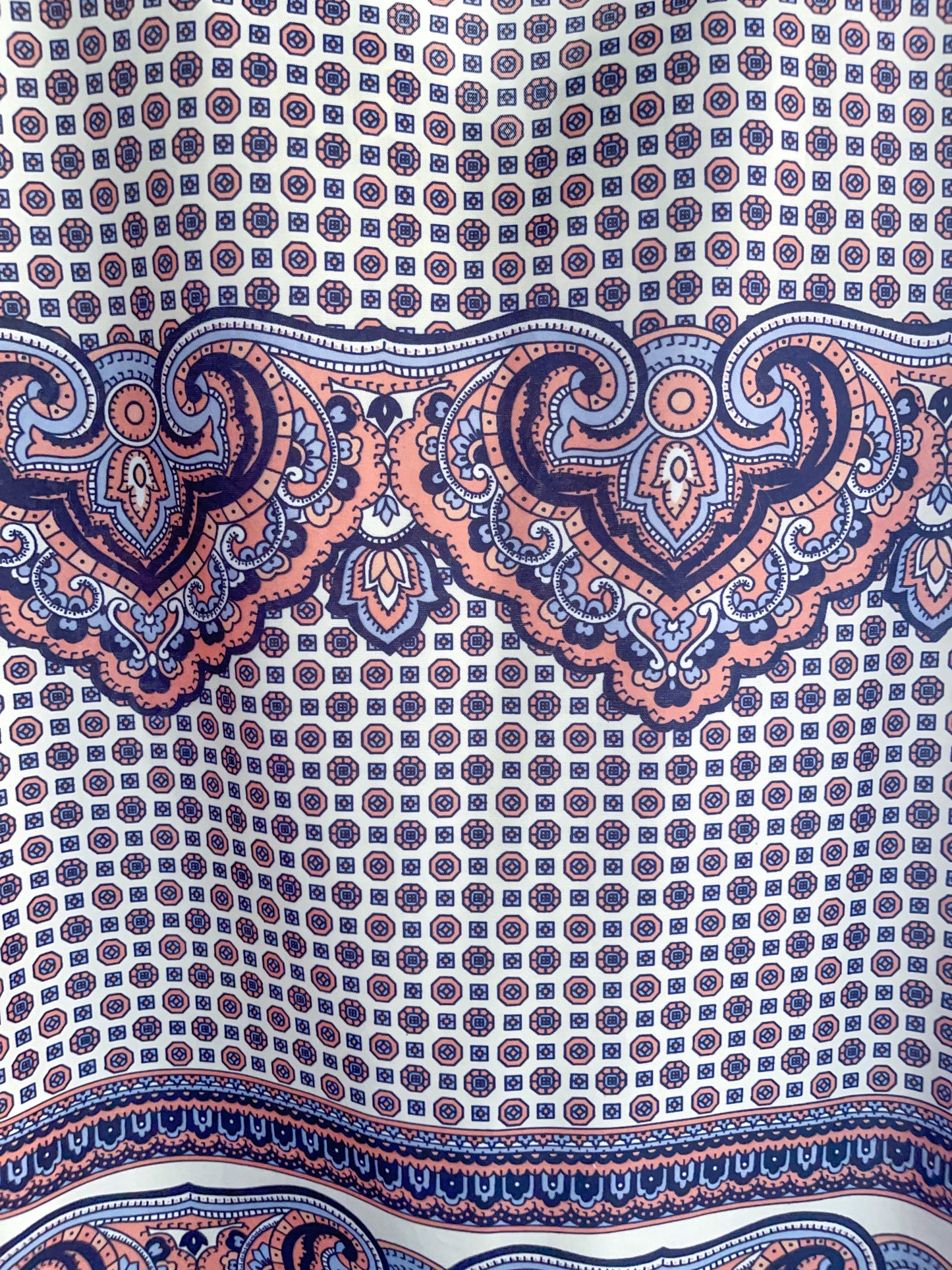 70s Ornate Printed Polo Top (XXL)