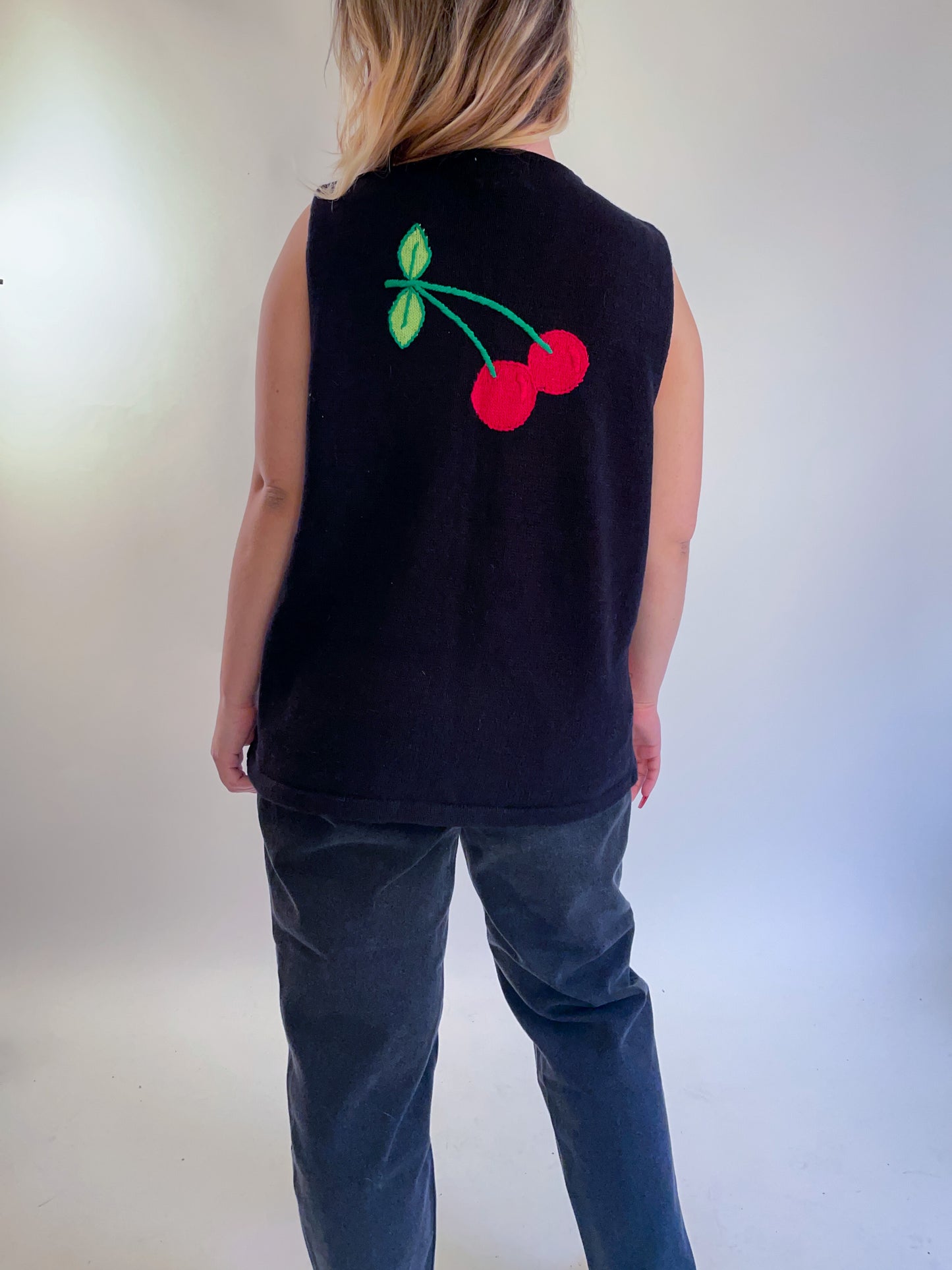 90s Cherry Knit Sweater Vest (L)