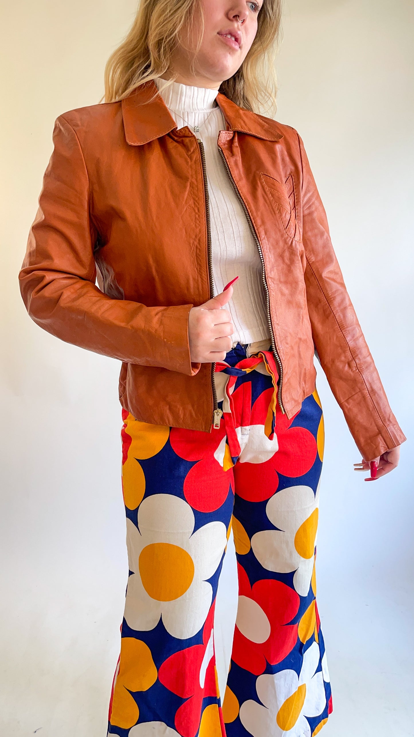 70s Burnt Orange Leather Jacket (M/L)