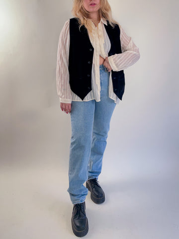 90s Black Suede Vest (XL)