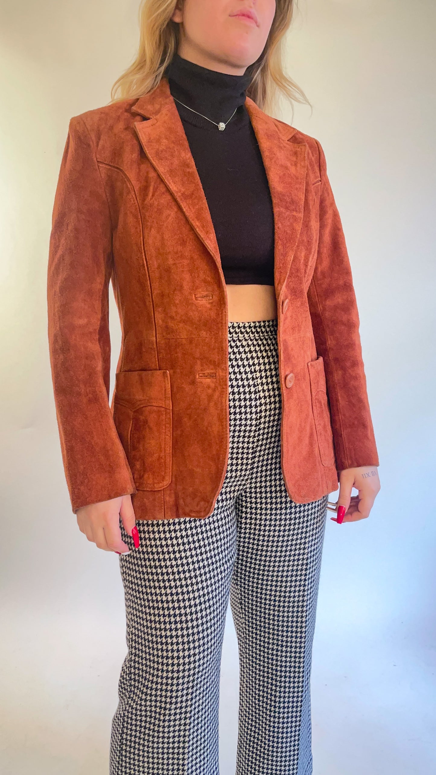70s Burnt Orange Suede Blazer (M)