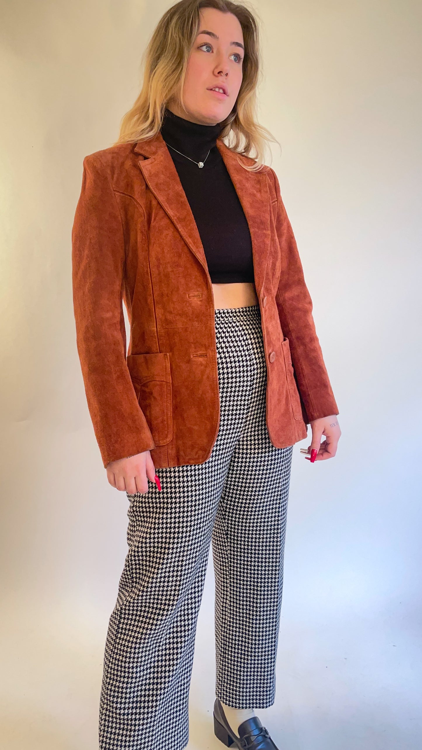 70s Burnt Orange Suede Blazer (M)