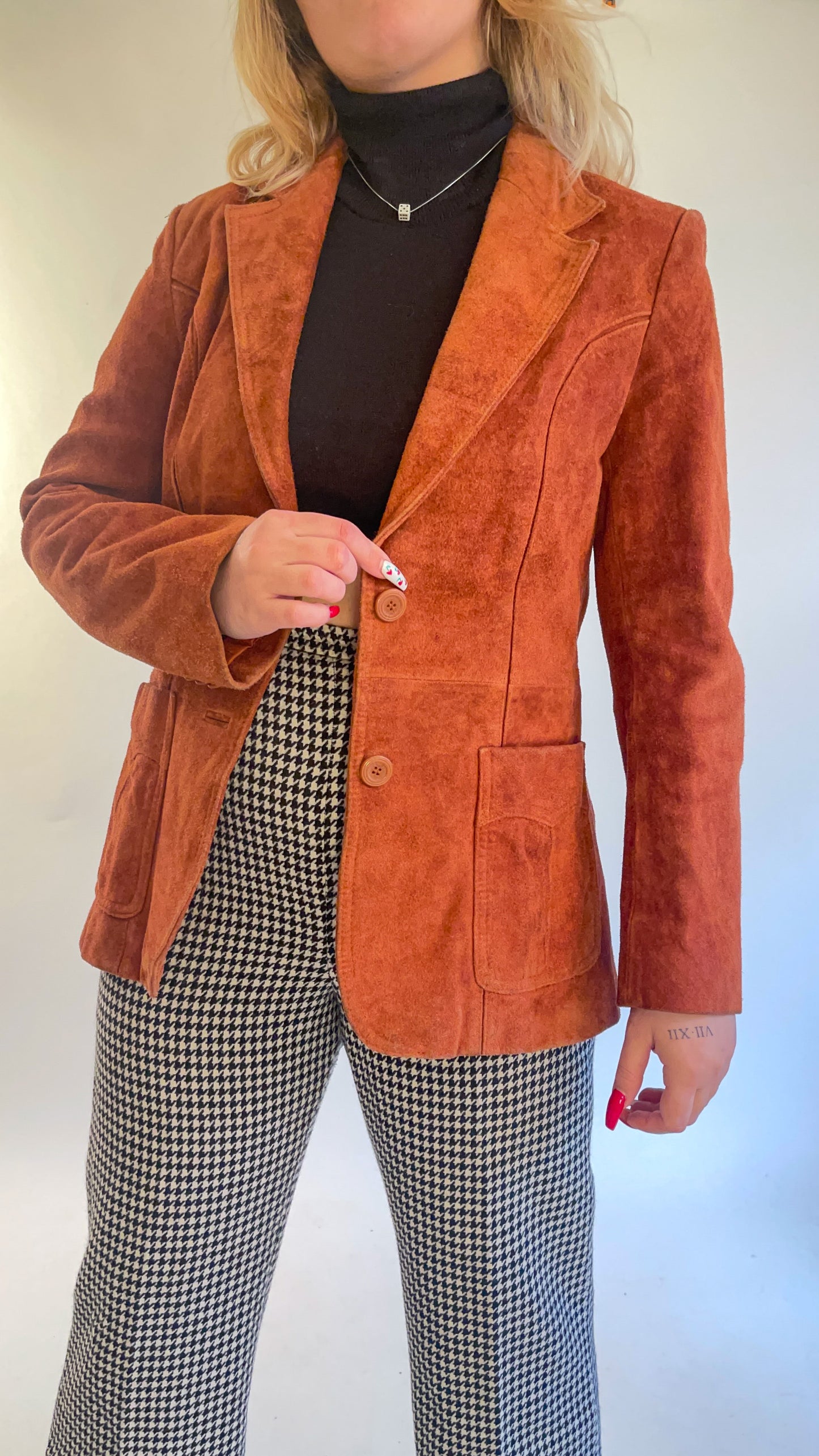 70s Burnt Orange Suede Blazer (M)
