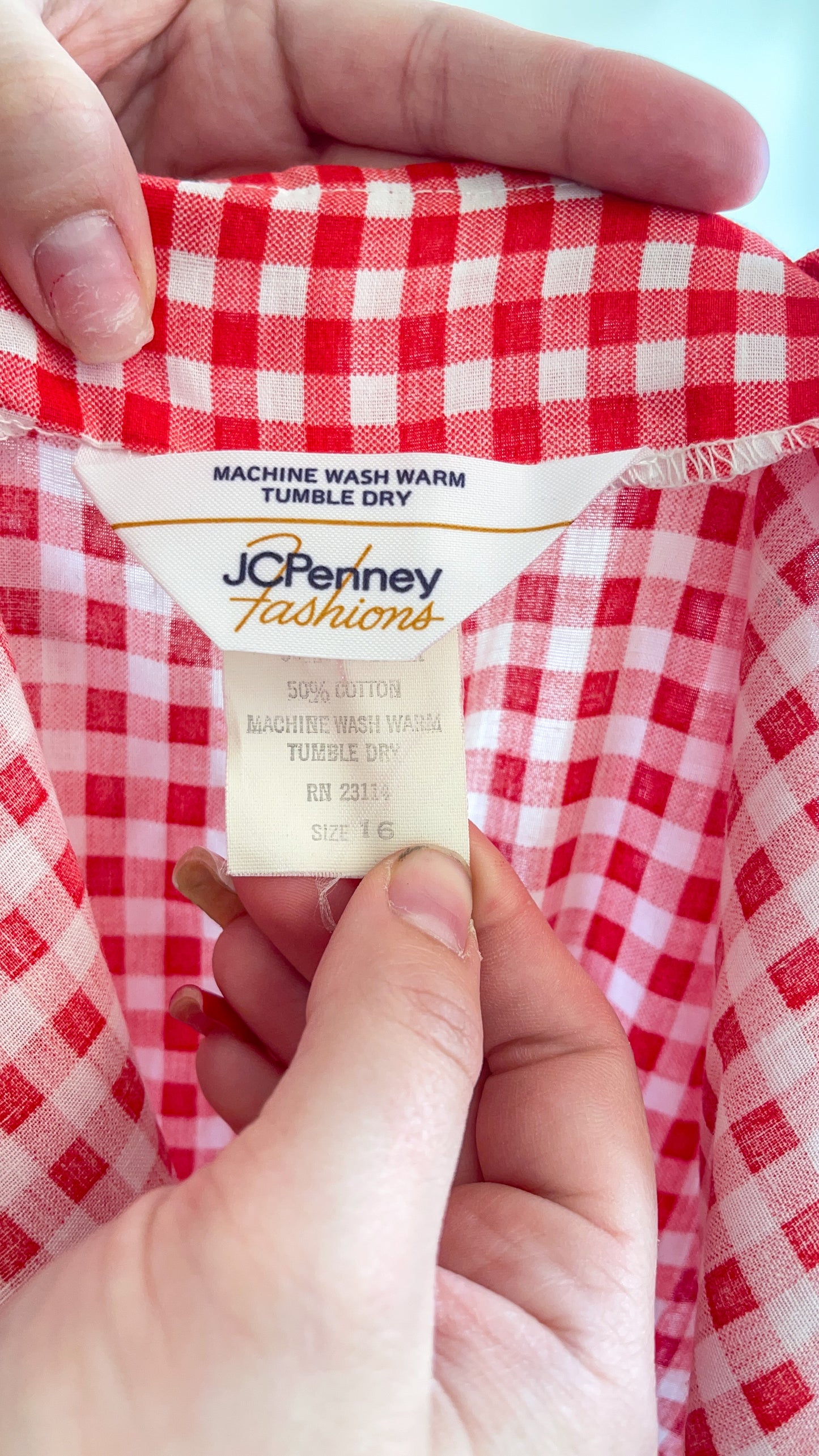 70s Red & White Gingham Jumpsuit (M/L)