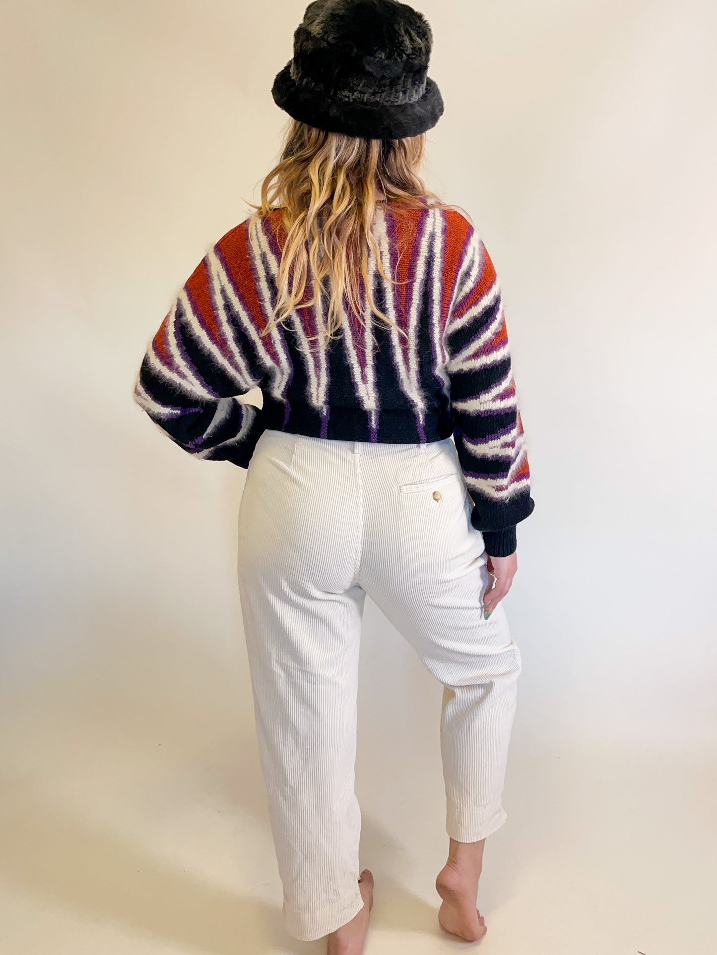 W29” 90s Cream Corduroy High Waist Trousers