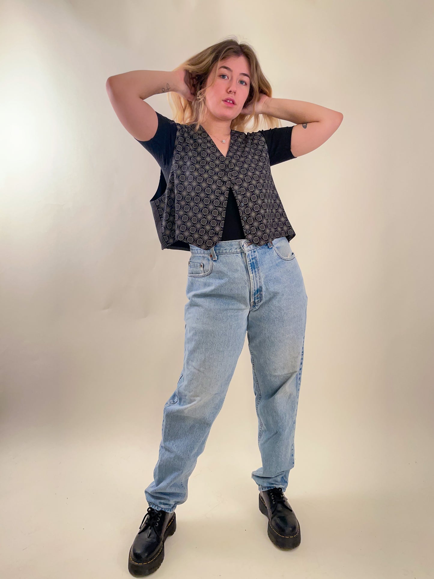 90s Mixed Print Cropped Vest (XXL)