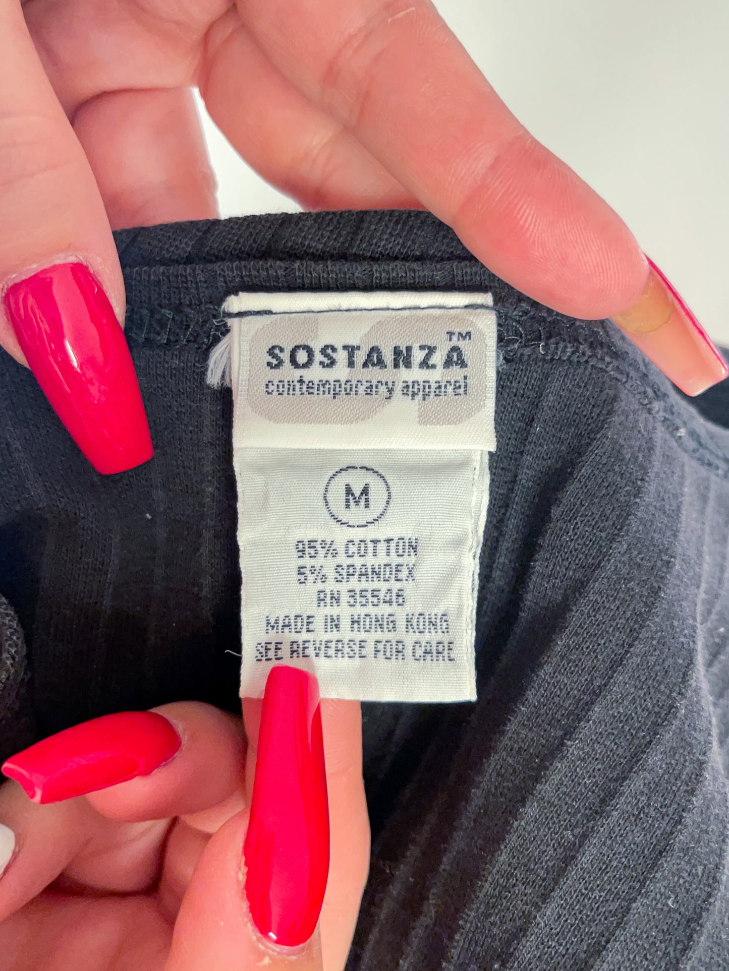 90s Black Ribbed Knit Tee Bodysuit