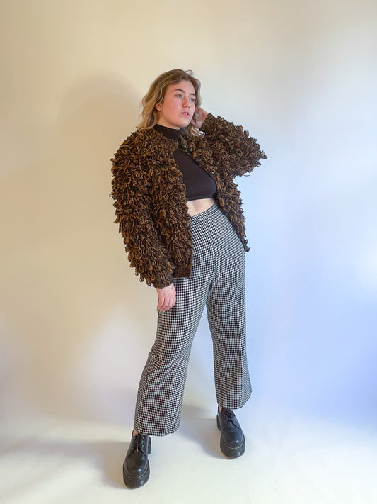 M 60s/70s Tortoise Shell Ultra Shaggy Cardigan