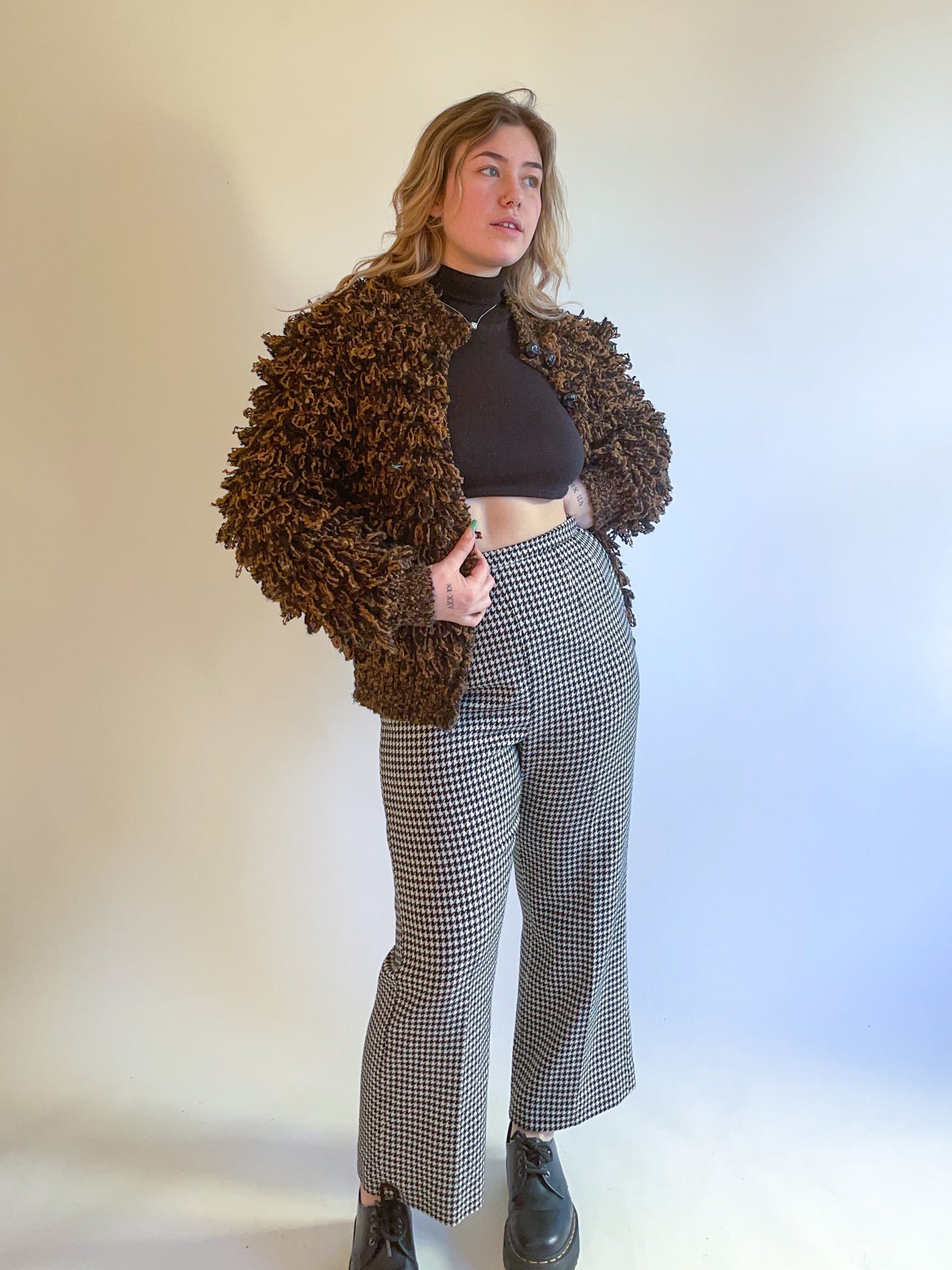 M 60s/70s Tortoise Shell Ultra Shaggy Cardigan