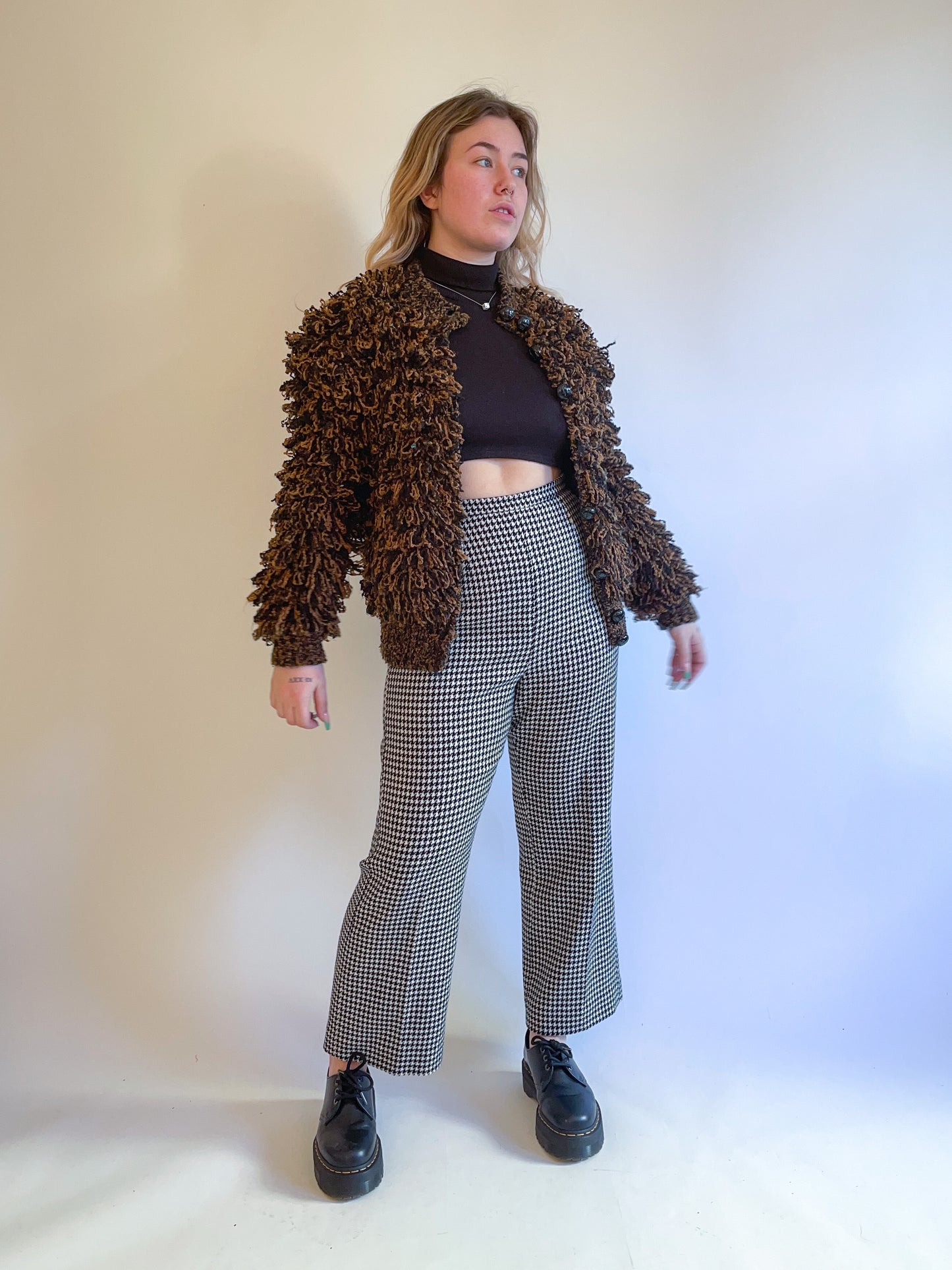 M 60s/70s Tortoise Shell Ultra Shaggy Cardigan