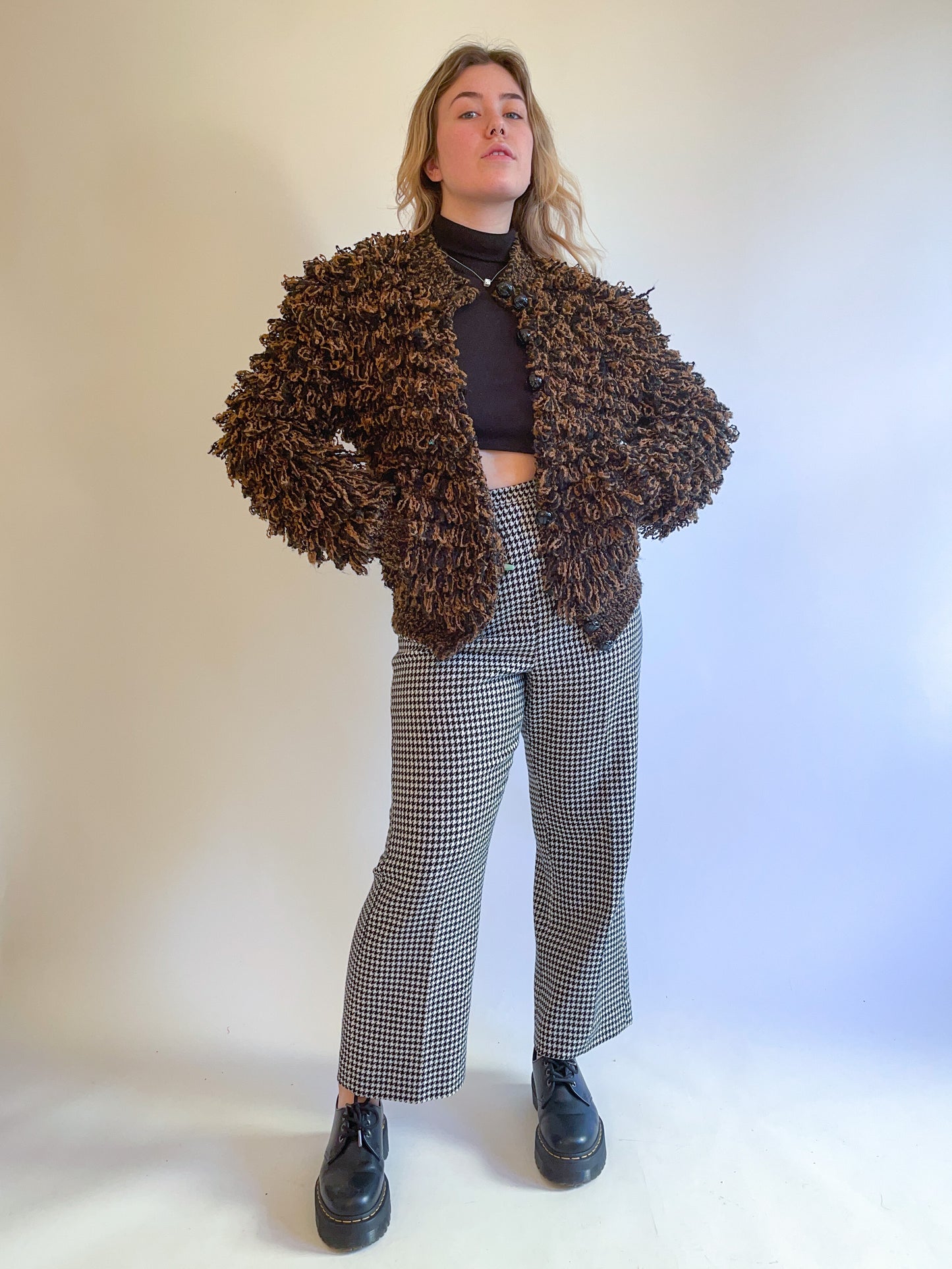 M 60s/70s Tortoise Shell Ultra Shaggy Cardigan