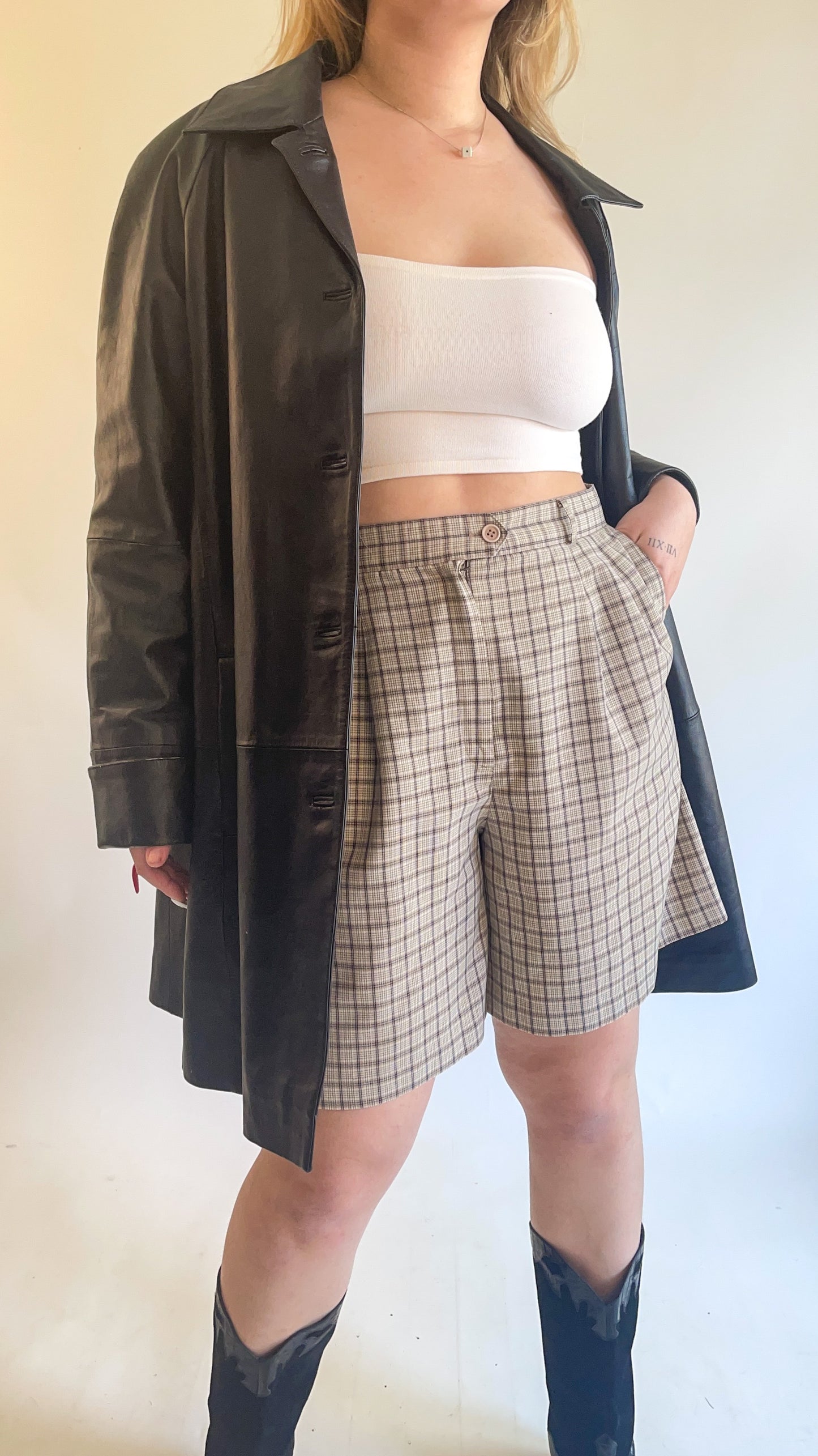 90s Black Leather Blazer (S/M)