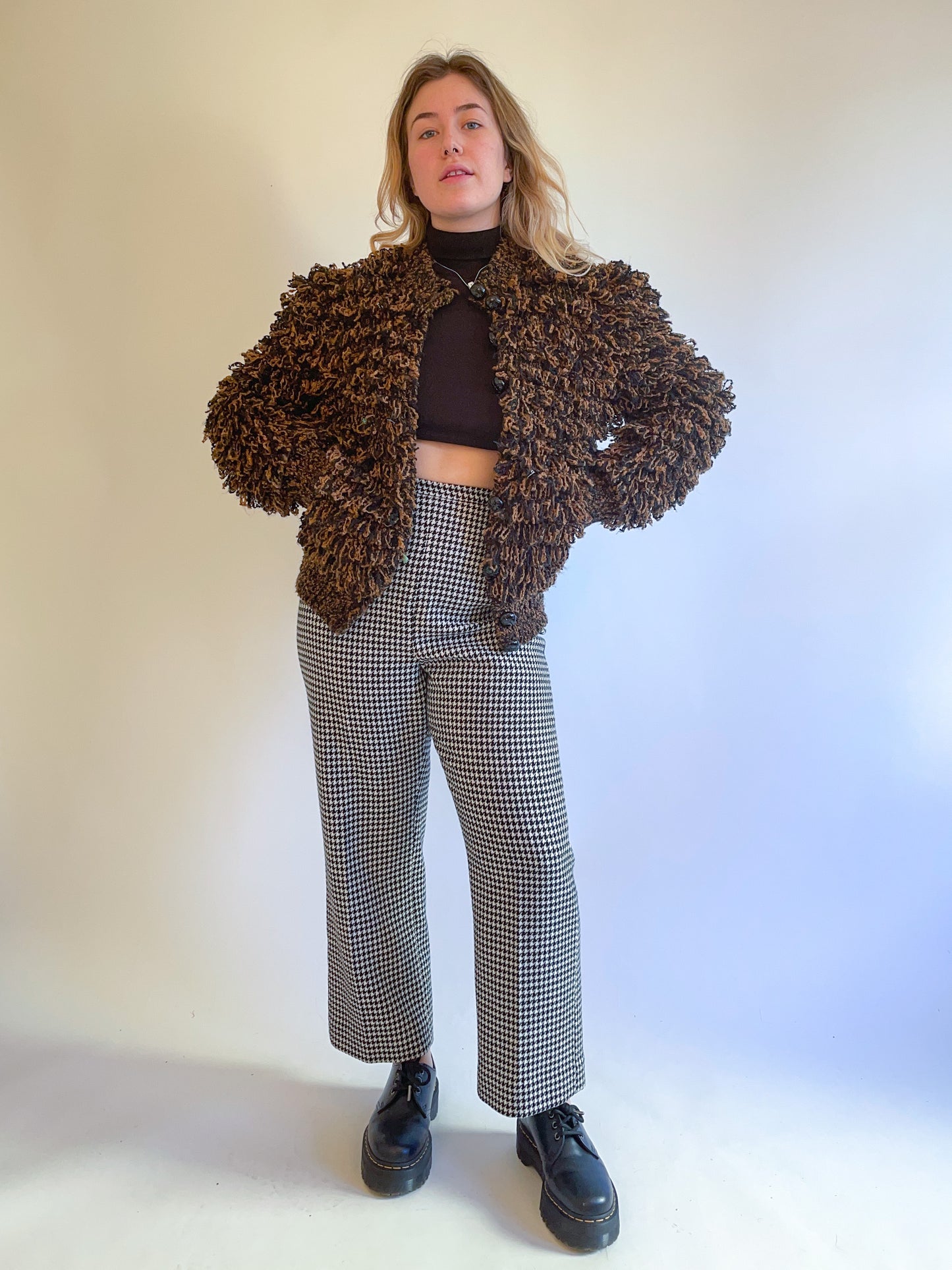 M 60s/70s Tortoise Shell Ultra Shaggy Cardigan