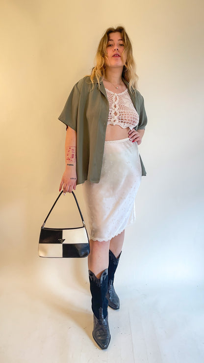 90s Sage Green Short Sleeve Button Up (XL)