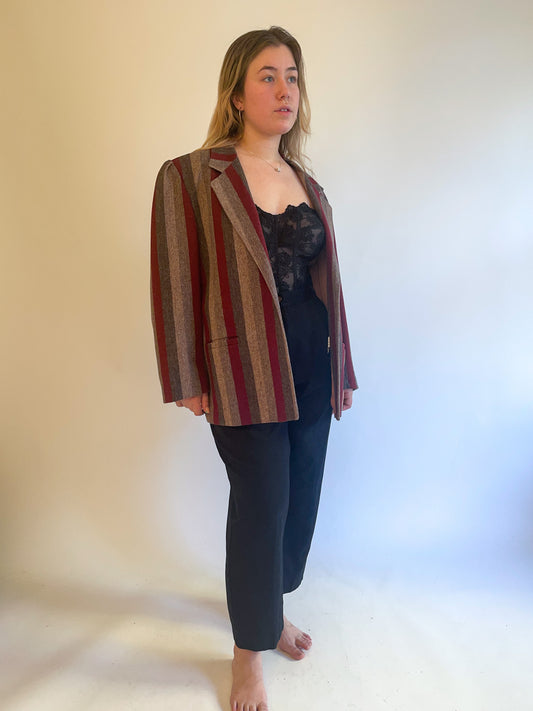 XL 80s Striped Wool Blazer