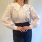 XL-XXL 90s White Statement Collar Blouse