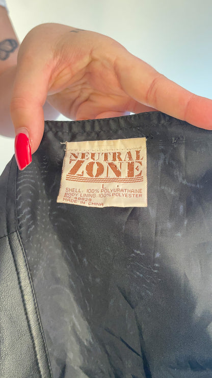 90s Vegan Leather Vest w/ Lace Up Sides (L)