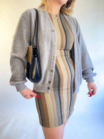 70s Gray Acrylic Cardigan (L)