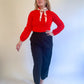 S/M 70s Red Balloon Sleeve Sweater