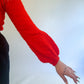 S/M 70s Red Balloon Sleeve Sweater