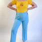 70s Baby Blue Polyester Kick Flare Pants (M)