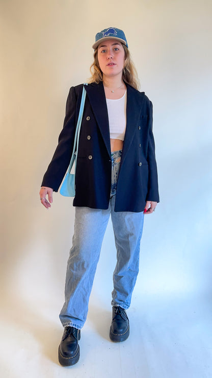 90s Black Double Breasted Blazer (L/XL)