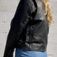 90s Black Genuine Leather Biker Jacket (XL)